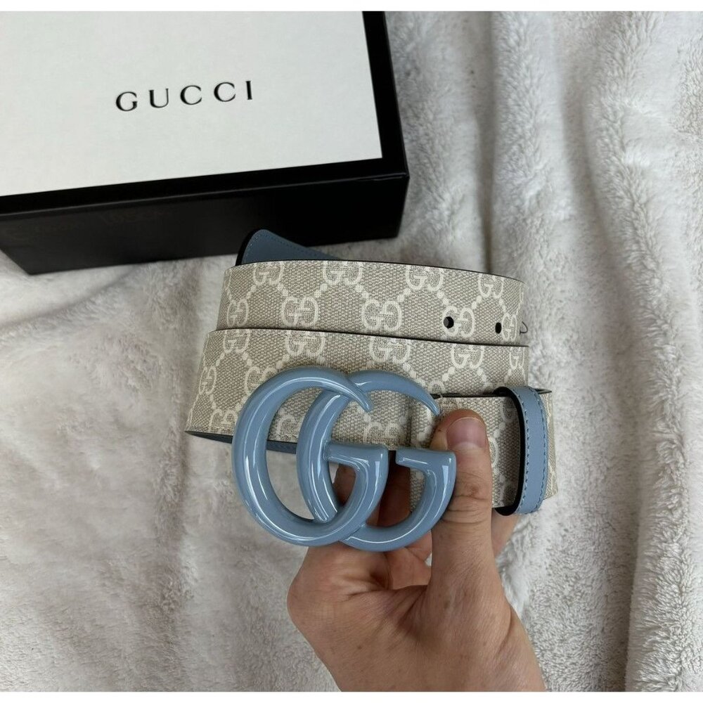 Gucci GG Supreme Beige / Blue Belt